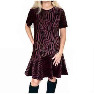 NEW JADE flounced hem dress in rose wild